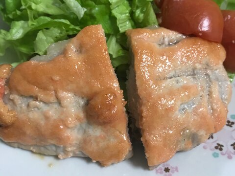 豚カツ肉の明太マヨネーズ焼き
